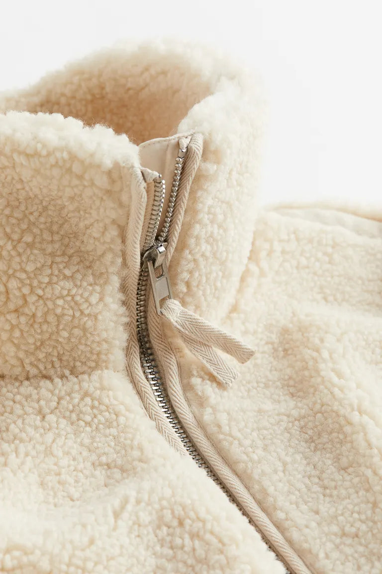 Women's Oversized Fleece Jacket with Zipper Front and High Collar