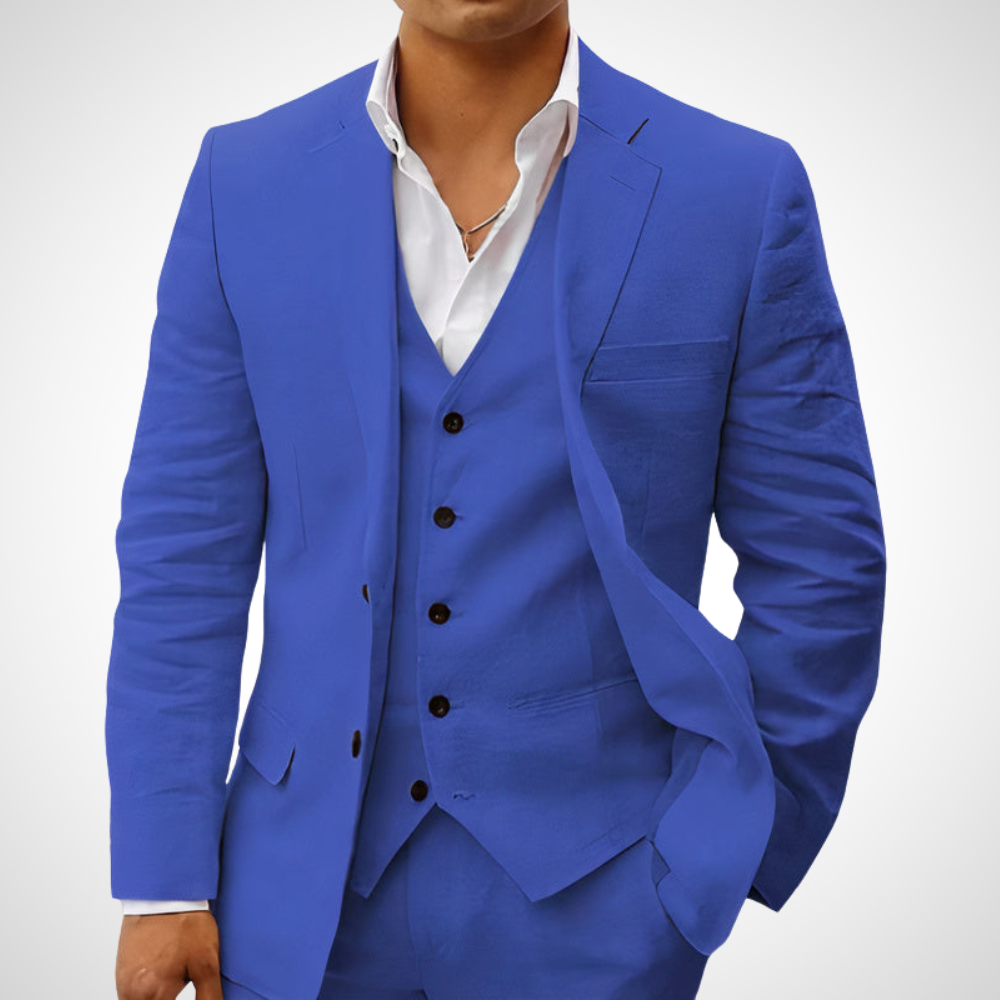 Men's Tailored Two-Piece Suit Set with Blazer and Slim Fit Trousers