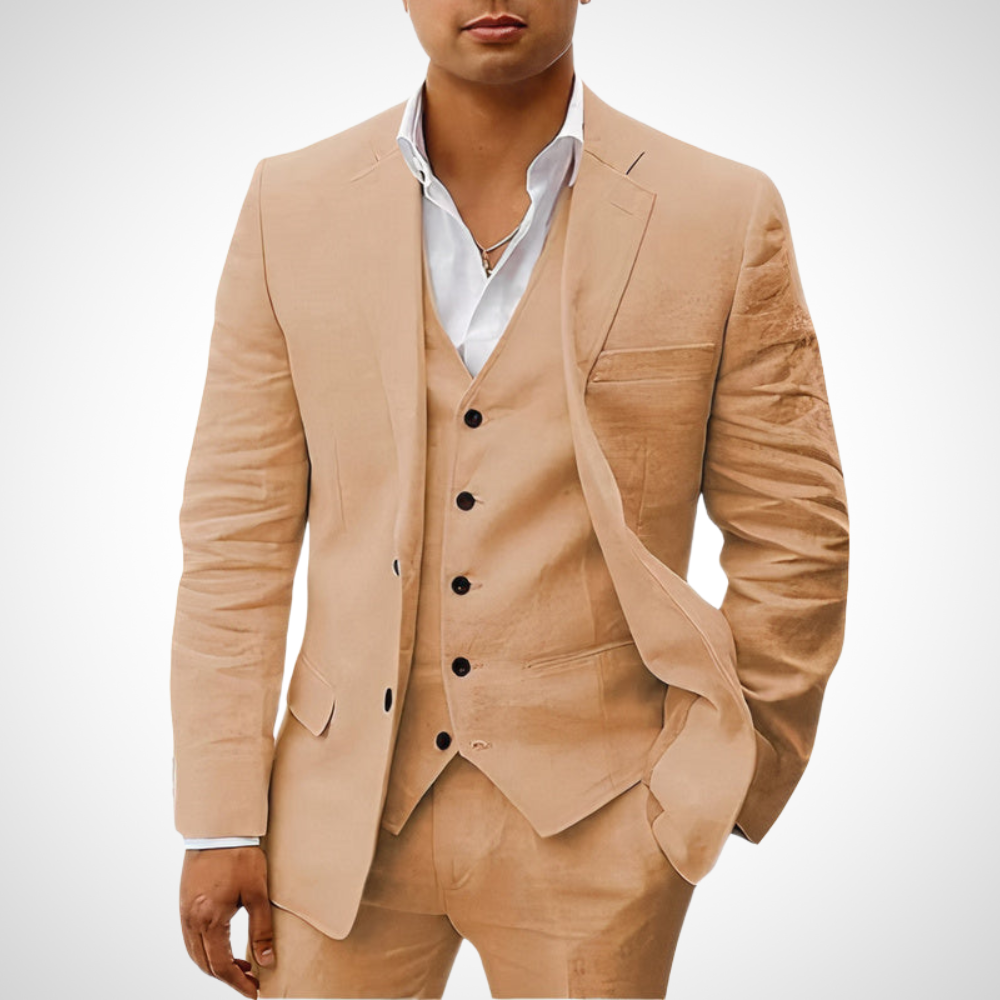 Men's Tailored Two-Piece Suit Set with Blazer and Slim Fit Trousers