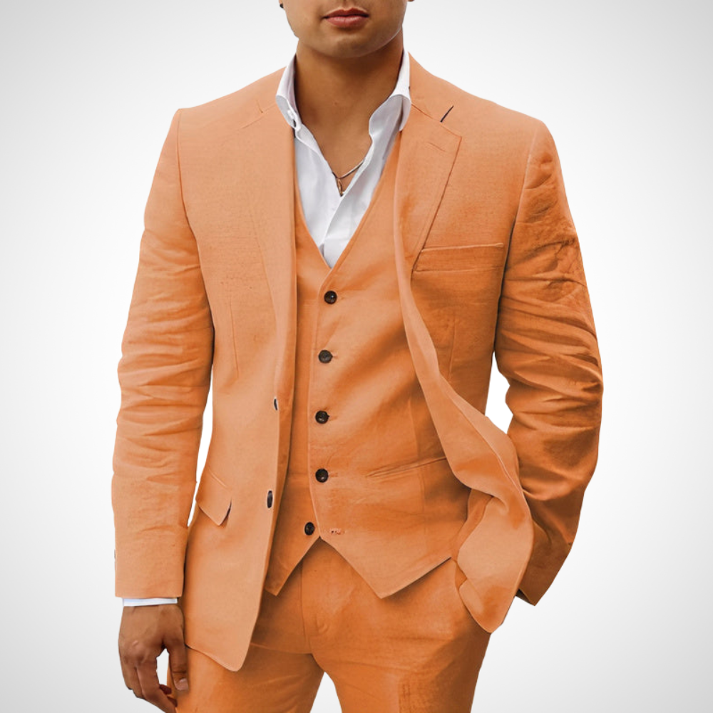 Men's Tailored Two-Piece Suit Set with Blazer and Slim Fit Trousers