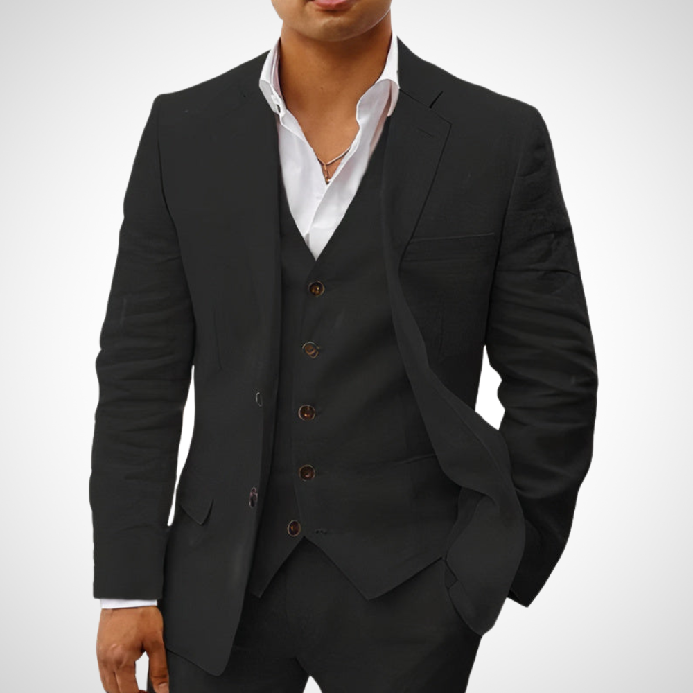 Men's Tailored Two-Piece Suit Set with Blazer and Slim Fit Trousers