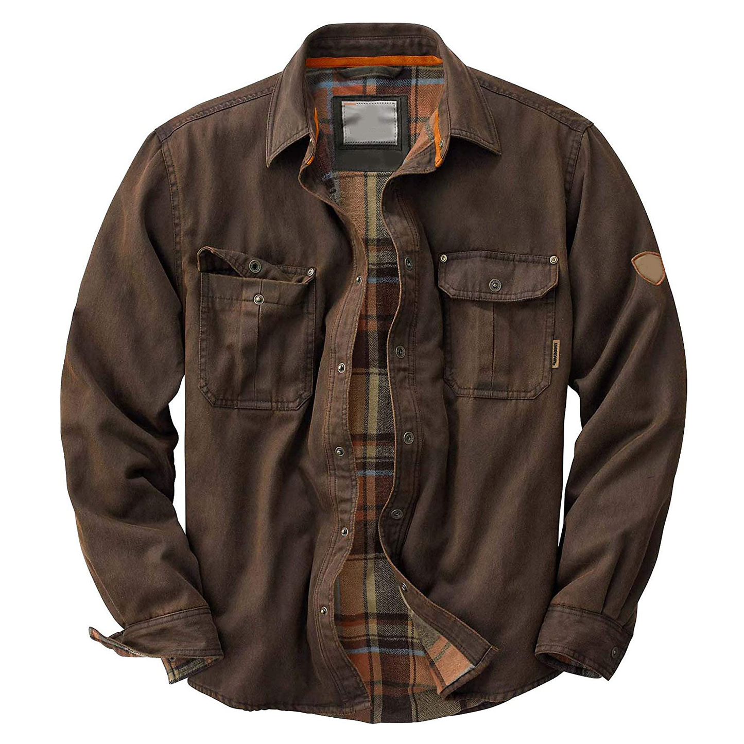 Men's Waxed Bomber Jacket with Flannel Lining and Chest Pockets