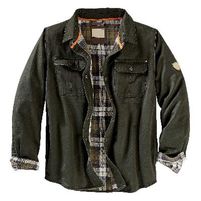 Men's Waxed Bomber Jacket with Flannel Lining and Chest Pockets