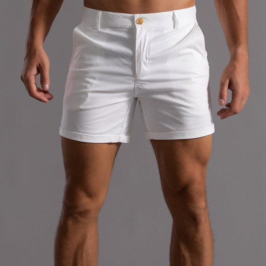 Men’s Slim Fit Tailored Shorts with Button Closure and Smart Style