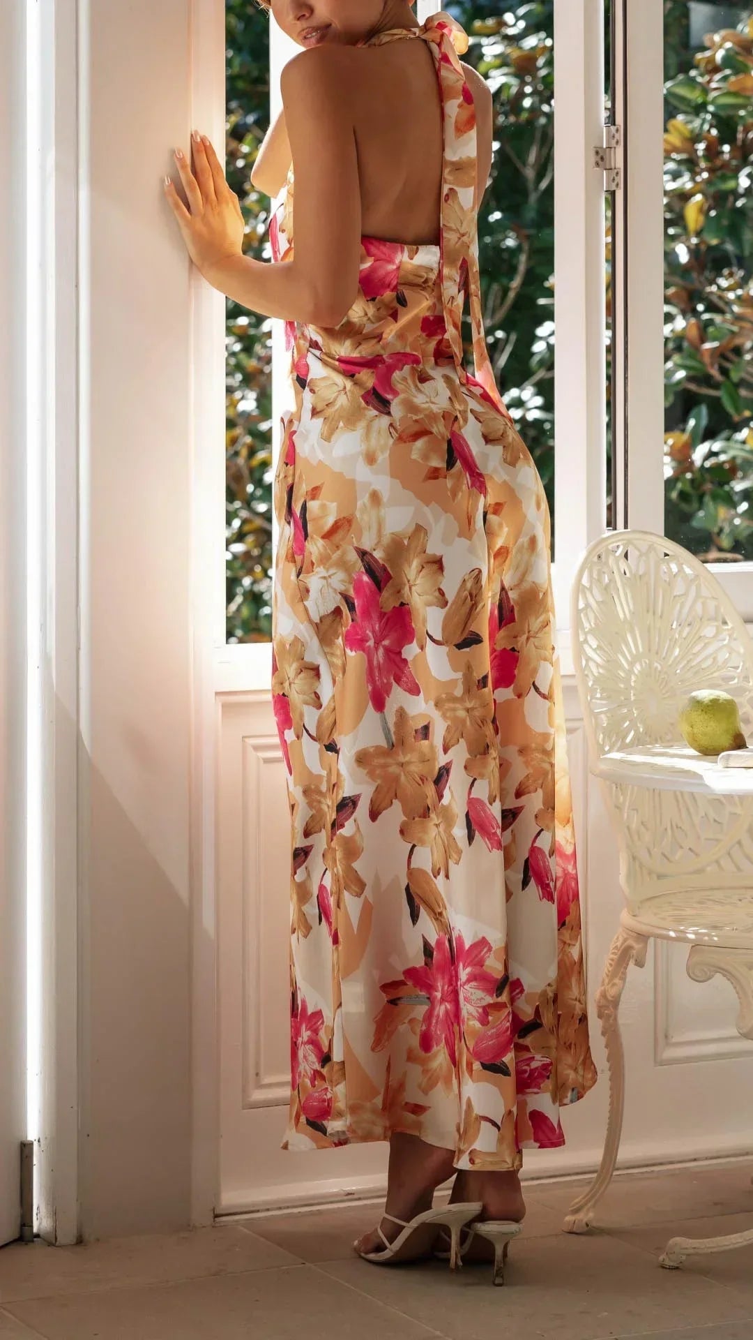 Women’s Halter Neck Maxi Dress with Allover Printed Pattern