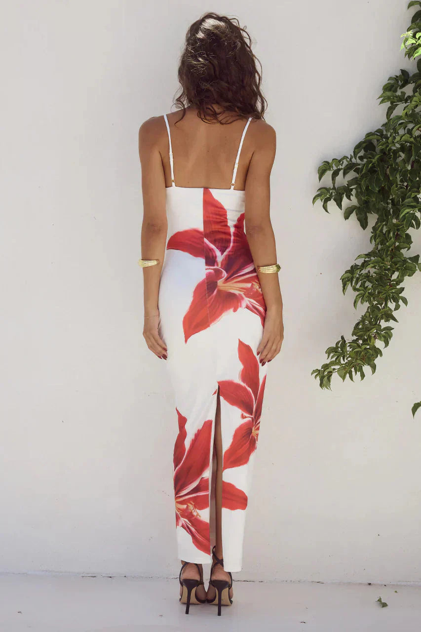 Women’s Floral Print Spaghetti Strap Maxi Dress
