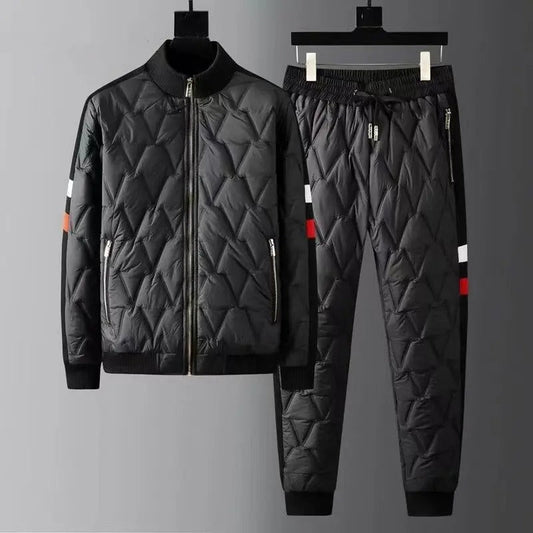 Men's 2-Piece Puffer Tracksuit Set with Bomber Jacket and Pants