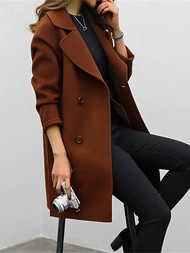 Women's Double-Breasted Trench Coat with Notched Lapel