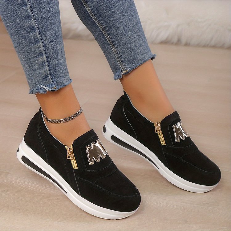 Women's Stylish Orthopedic Sneakers with Zipper Detail