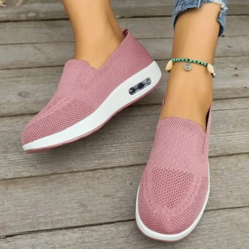 Women's Slip-On Walking Shoes with Arch Support and Air Cushion Sole