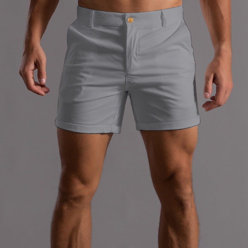 Men’s Slim Fit Tailored Shorts with Button Closure and Smart Style