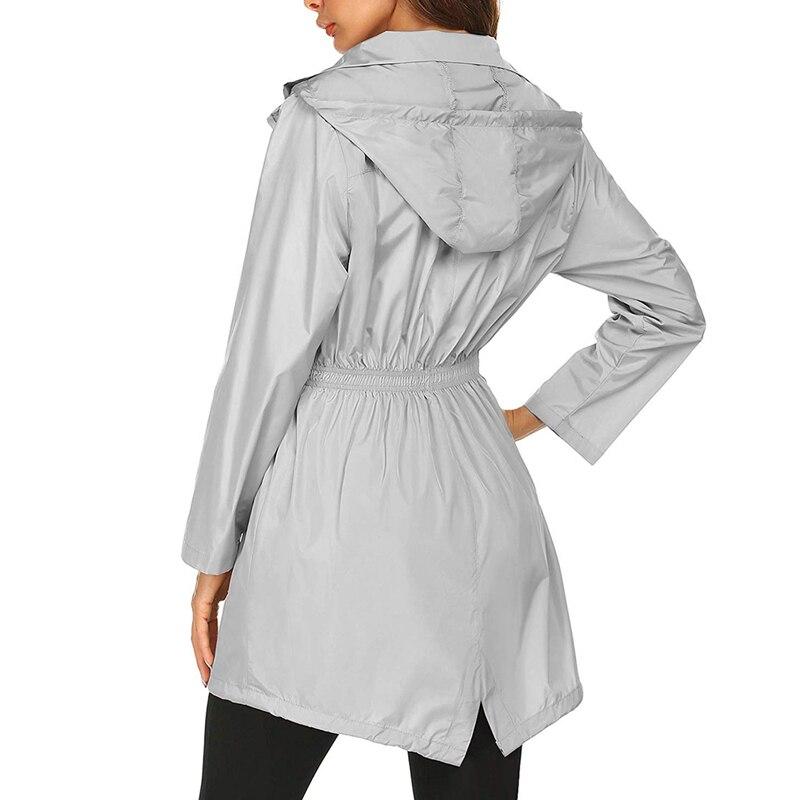 Women's Waterproof Windbreaker Jacket with Hood and Zip Closure
