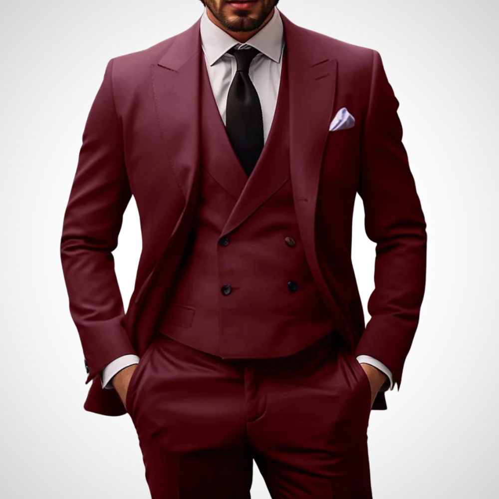 Men's Two-Piece Formal Suit Set with Tailored Blazer and Trousers