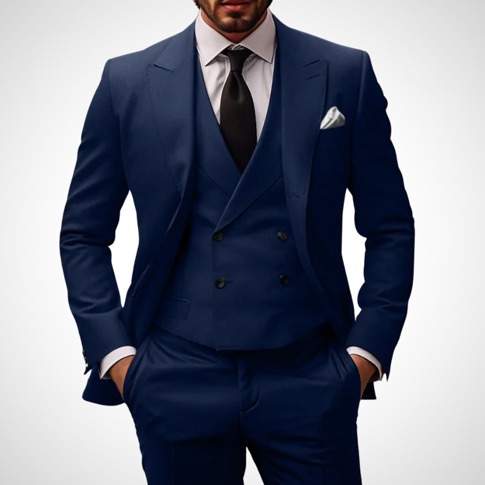 Men's Two-Piece Formal Suit Set with Tailored Blazer and Trousers