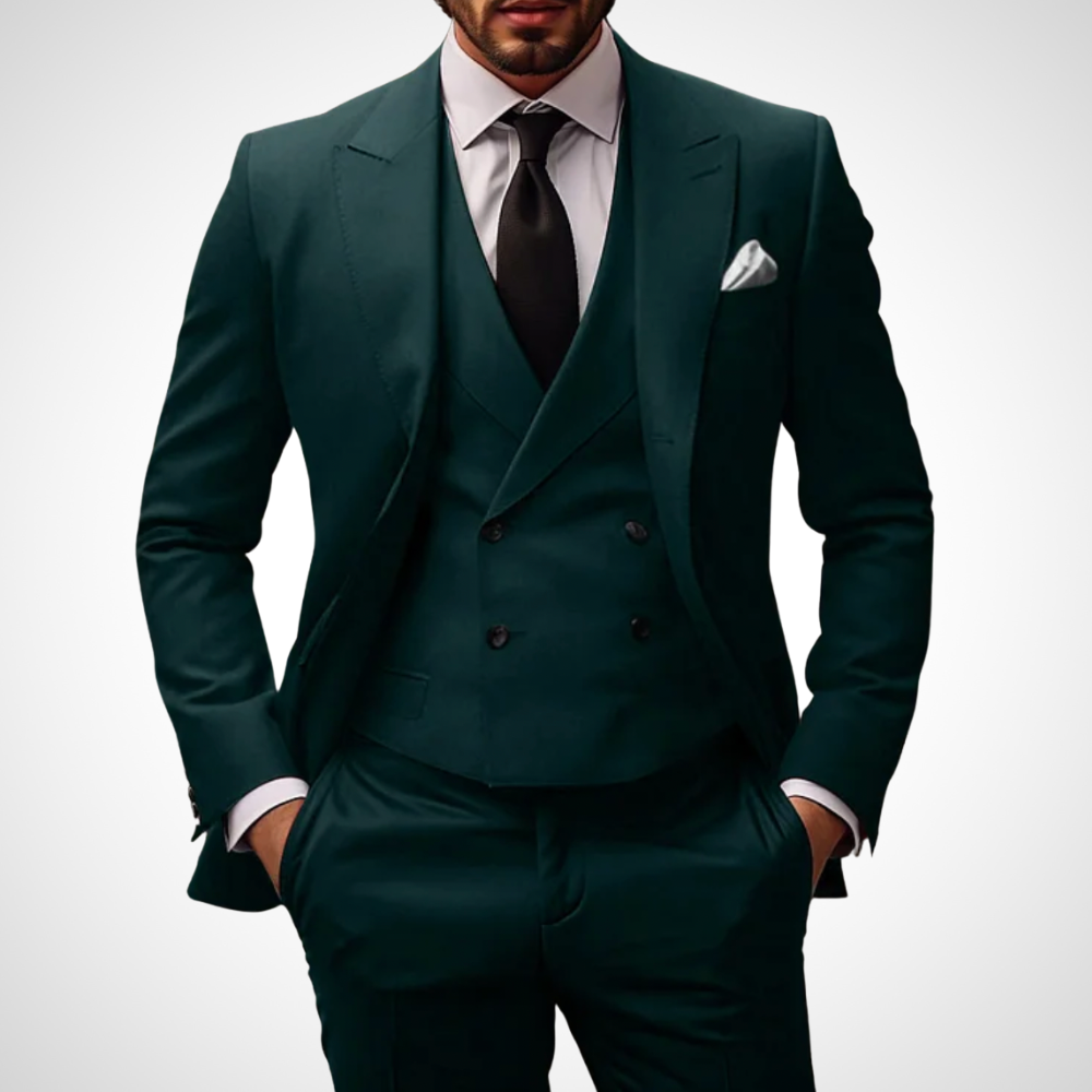 Men's Two-Piece Formal Suit Set with Tailored Blazer and Trousers