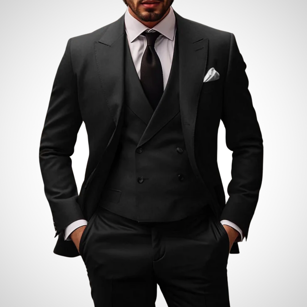 Men's Two-Piece Formal Suit Set with Tailored Blazer and Trousers