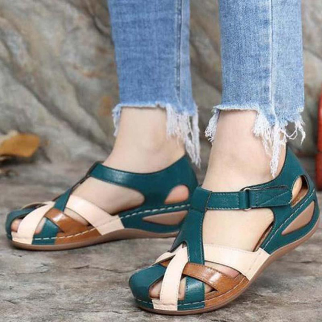 Women's Open Toe Comfort Sandals with Straps and Cutout Design