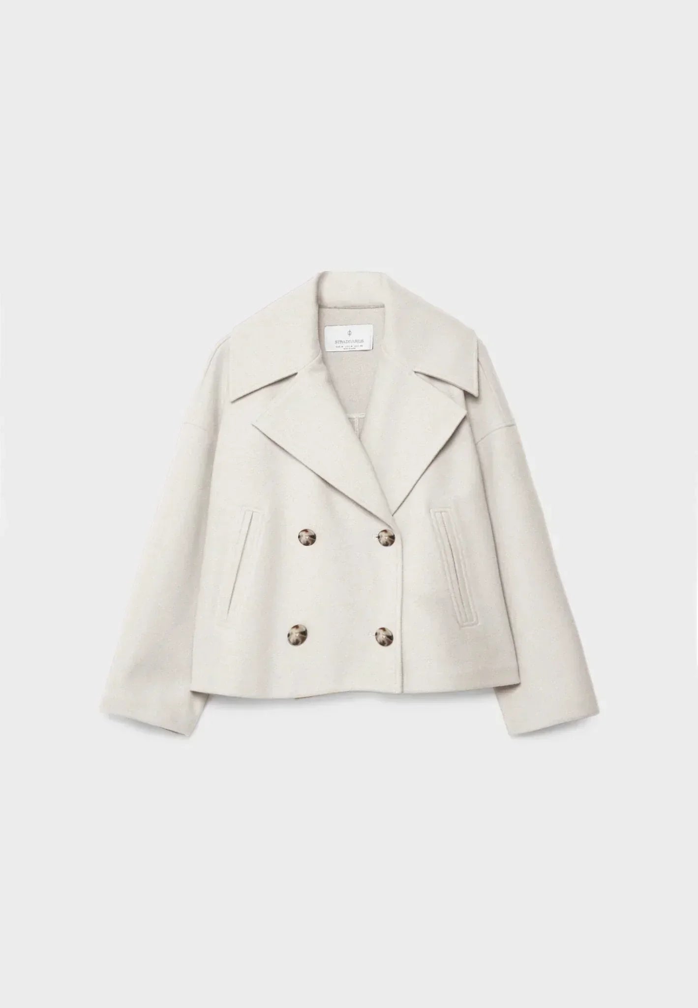Women's Short Double-Breasted Winter Jacket with Wide Lapels