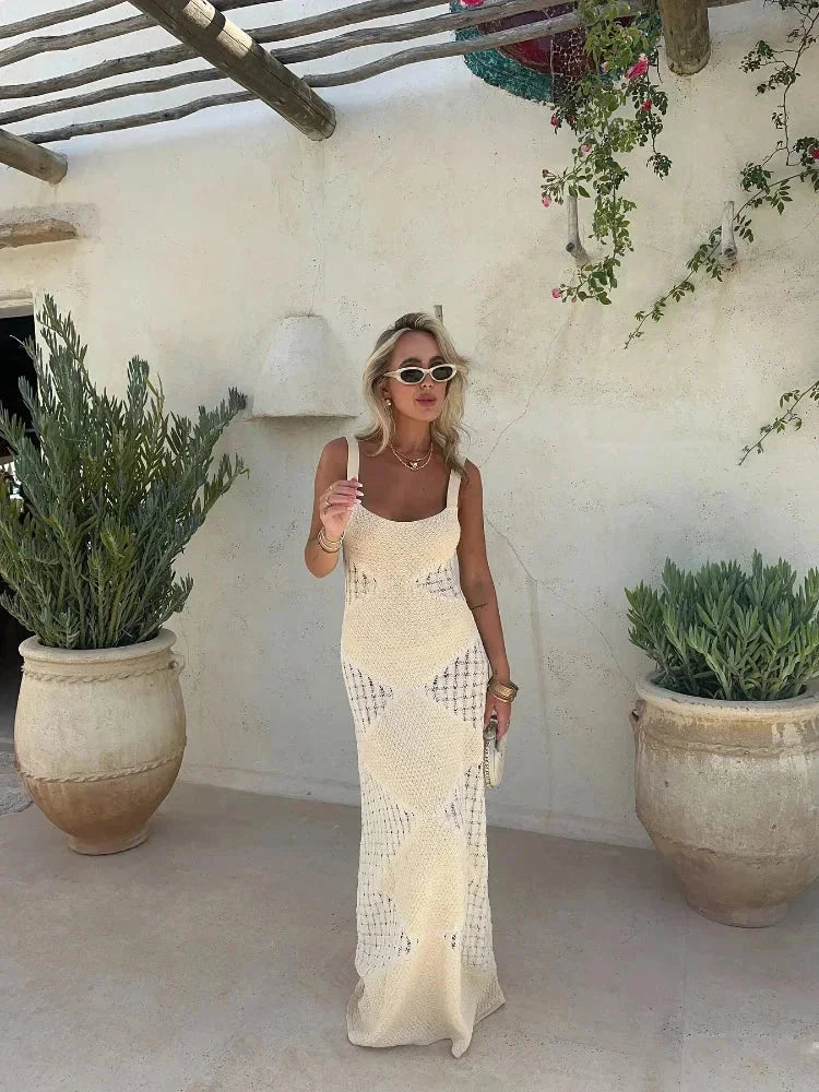 Women’s Sleeveless Knit Maxi Dress with Scoop Neckline